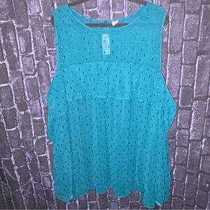 NWTS OLD NAVY SHINY Emerald Waters Cold Shoulder Sz XXL TTG